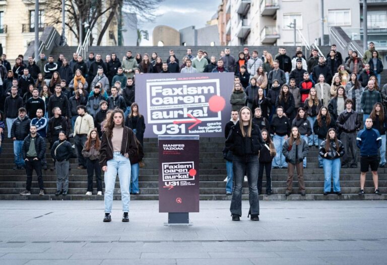 Urtarrilaren 31n mobilizazioak Bilbon eta Iruñean, faxismoaren eta autoritarismoaren aurka GKSk Bilbon ‘Faxismoaren aurka’ egindako deialdia (GKS) 20251212