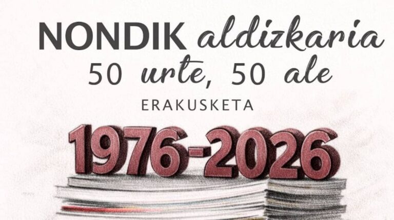 Nondik aldizkariak 50 urte beteko ditu, eta Ataunen erakusketa berezi bat egingo da Nondik 50 urte azala (Atauniker Kultur Elkartea) 20260126